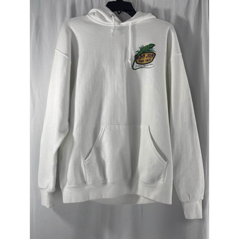 Ron Jon Surf Shop Men's Cocoa Beach FL White Hoodie Size Large Beach Coastal